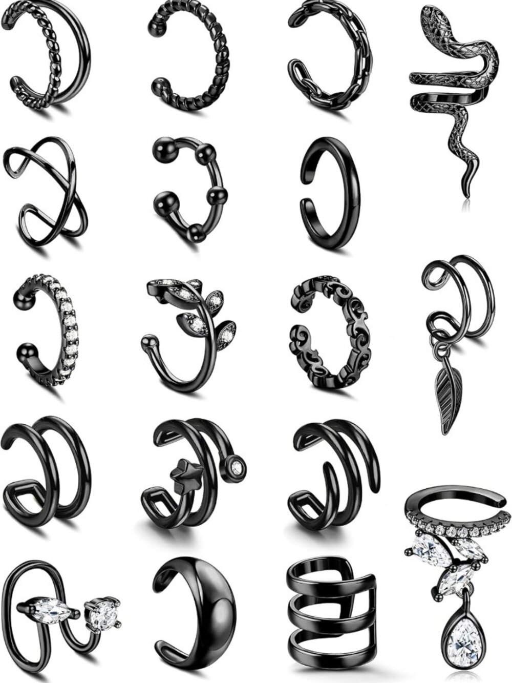 18 Pcs Non-Piercing Ear Cuffs for Women, Stylish 14K Gold Plated Jewelry Set